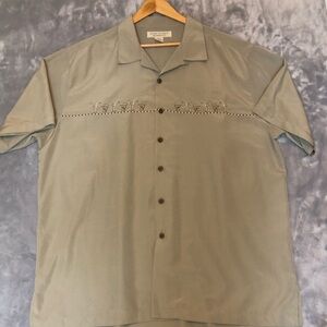 Island Republic Men's Button-down Short Sleeve Shirt, Green Size 2XL